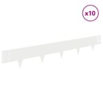vidaXL Obrubník trávnika 10 pcs 100 x 15 cm Oceľ Biela – Obrázok 3