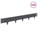 vidaXL Obrubník trávnika 30 pcs 100 x 15 cm Oceľ Antracitová – Obrázok 3