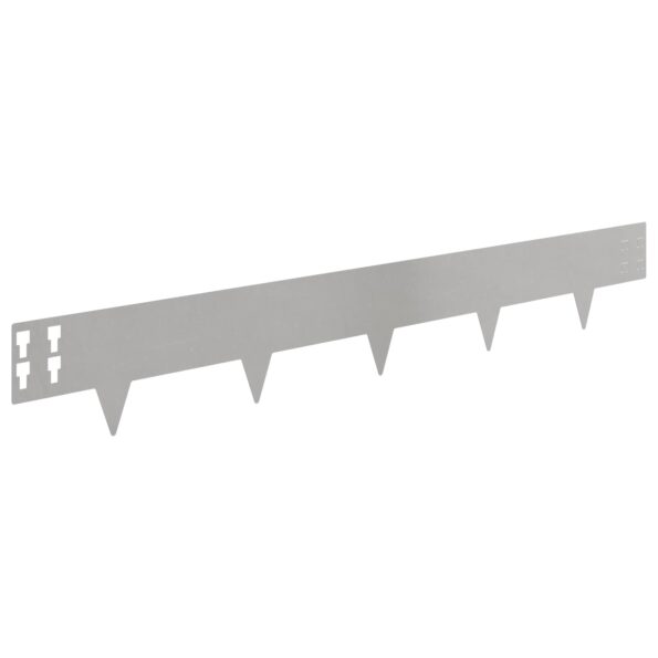 vidaXL Obrubník trávnika 50 pcs 100 x 15 cm Oceľ Strieborná – Obrázok 6