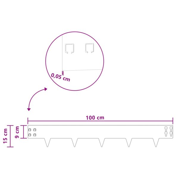vidaXL Obrubník trávnika 10 pcs 100 x 15 cm Oceľ Hrdzavý – Obrázok 10