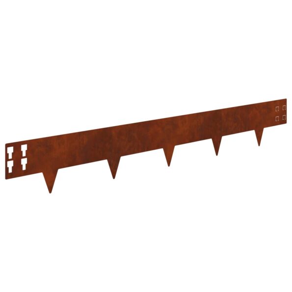vidaXL Obrubník trávnika 10 pcs 100 x 15 cm Oceľ Hrdzavý – Obrázok 7