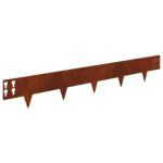 vidaXL Obrubník trávnika 50 pcs 100 x 15 cm Oceľ Hrdzavý – Obrázok 7