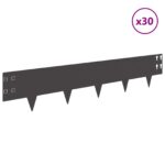 vidaXL Obrubník trávnika 30 pcs 100 x 20 cm Oceľ Čierna – Obrázok 3