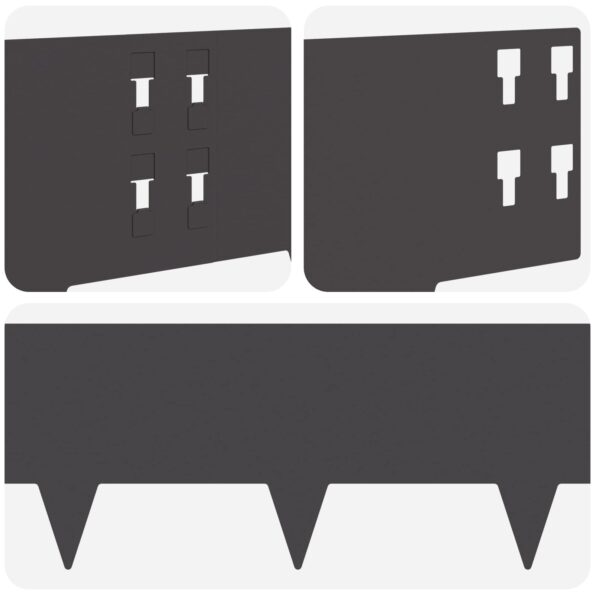 vidaXL Obrubník trávnika 50 pcs 100 x 20 cm Oceľ Čierna – Obrázok 7