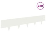 vidaXL Obrubník trávnika 20 pcs 100 x 20 cm Oceľ Biela – Obrázok 3