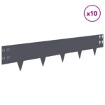 vidaXL Obrubník trávnika 10 pcs 100 x 20 cm Oceľ Antracitová – Obrázok 3