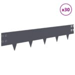 vidaXL Obrubník trávnika 30 pcs 100 x 20 cm Oceľ Antracitová – Obrázok 3