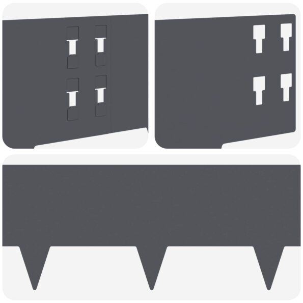 vidaXL Obrubník trávnika 50 pcs 100 x 20 cm Oceľ Antracitová – Obrázok 7