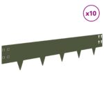 vidaXL Obrubník trávnika 10 pcs 100 x 20 cm Oceľ Olivovo zelená – Obrázok 3