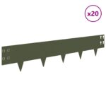 vidaXL Obrubník trávnika 20 pcs 100 x 20 cm Oceľ Olivovo zelená – Obrázok 3