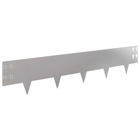 vidaXL Obrubník trávnika 50 pcs 100 x 20 cm Oceľ Strieborná – Obrázok 2