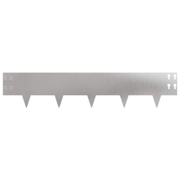 vidaXL Obrubník trávnika 50 pcs 100 x 20 cm Oceľ Strieborná – Obrázok 5