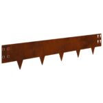 vidaXL Obrubník trávnika 10 pcs 100 x 20 cm Oceľ Hrdzavý – Obrázok 2