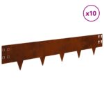 vidaXL Obrubník trávnika 10 pcs 100 x 20 cm Oceľ Hrdzavý – Obrázok 3