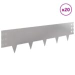 vidaXL Obrubník trávnika 20 pcs 100 x 25 cm Oceľ Strieborná – Obrázok 3