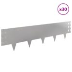 vidaXL Obrubník trávnika 30 pcs 100 x 25 cm Oceľ Strieborná – Obrázok 3