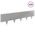 vidaXL Obrubník trávnika 30 pcs 100 x 25 cm Oceľ Strieborná – Obrázok 3