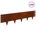 vidaXL Obrubník trávnika 30 pcs 100 x 25 cm Oceľ Hrdzavý – Obrázok 3