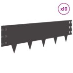 vidaXL Obrubník trávnika 10 pcs 100 x 30 cm Oceľ Čierna – Obrázok 3