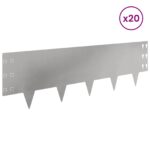 vidaXL Obrubník trávnika 20 pcs 100 x 30 cm Oceľ Strieborná – Obrázok 3