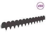vidaXL Obrubník trávnika 50 pcs 103 x 15 cm Oceľ Čierna – Obrázok 3
