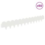 vidaXL Obrubník trávnika 50 pcs 103 x 15 cm Oceľ Biela – Obrázok 3