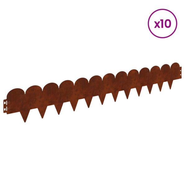 vidaXL Obrubník trávnika 10 pcs 103 x 15 cm Oceľ Hrdzavý – Obrázok 3