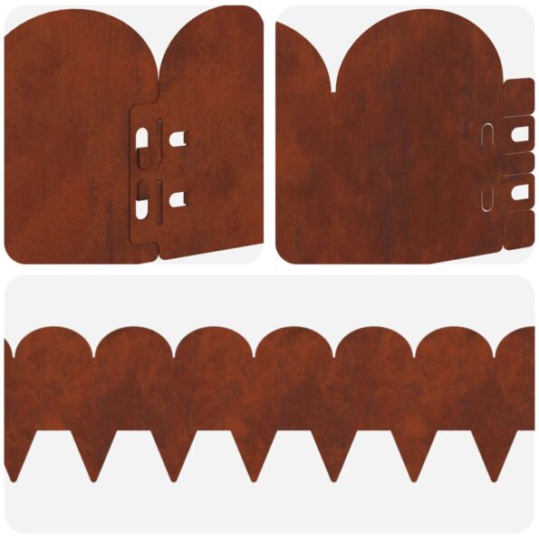vidaXL Obrubník trávnika 20 pcs 103 x 15 cm Oceľ Hrdzavý – Obrázok 8