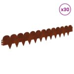 vidaXL Obrubník trávnika 30 pcs 103 x 15 cm Oceľ Hrdzavý – Obrázok 3
