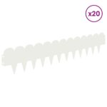 vidaXL Obrubník trávnika 20 pcs 103 x 20 cm Oceľ Biela – Obrázok 3
