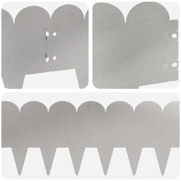 vidaXL Obrubník trávnika 30 pcs 103 x 20 cm Oceľ Strieborná – Obrázok 7