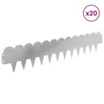 vidaXL Obrubník trávnika 20 pcs 103 x 20 cm Oceľ Strieborná – Obrázok 3