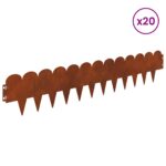 vidaXL Obrubník trávnika 20 pcs 103 x 20 cm Oceľ Hrdzavý – Obrázok 3