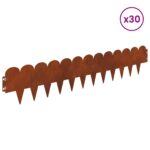 vidaXL Obrubník trávnika 30 pcs 103 x 20 cm Oceľ Hrdzavý – Obrázok 3