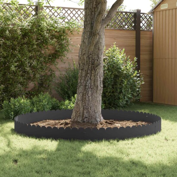 vidaXL Obrubník trávnika 30 pcs 103 x 25 cm Oceľ Čierna – Obrázok 4