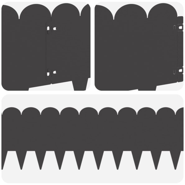 vidaXL Obrubník trávnika 30 pcs 103 x 25 cm Oceľ Čierna – Obrázok 7