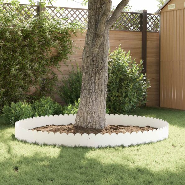 vidaXL Obrubník trávnika 30 pcs 103 x 25 cm Oceľ Biela – Obrázok 4