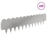 vidaXL Obrubník trávnika 10 pcs 103 x 25 cm Oceľ Strieborná – Obrázok 3