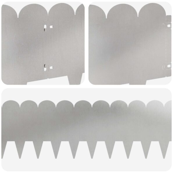 vidaXL Obrubník trávnika 30 pcs 103 x 25 cm Oceľ Strieborná – Obrázok 7