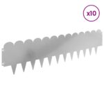 vidaXL Obrubník trávnika 10 pcs 103 x 25 cm Oceľ Strieborná – Obrázok 3
