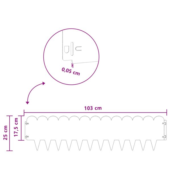 vidaXL Obrubník trávnika 10 pcs 103 x 25 cm Oceľ Hrdzavý – Obrázok 10