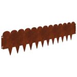 vidaXL Obrubník trávnika 10 pcs 103 x 25 cm Oceľ Hrdzavý – Obrázok 2