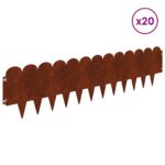 vidaXL Obrubník trávnika 20 pcs 103 x 25 cm Oceľ Hrdzavý – Obrázok 3