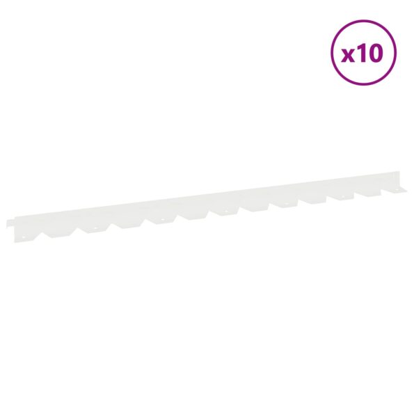 vidaXL Obrubník trávnika 10 pcs 102 x 4 x 4 cm Oceľ Biela – Obrázok 3