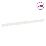 vidaXL Obrubník trávnika 20 pcs 102 x 4 x 4 cm Oceľ Biela – Obrázok 3