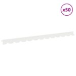vidaXL Obrubník trávnika 50 pcs 102 x 4 x 4 cm Oceľ Biela – Obrázok 3