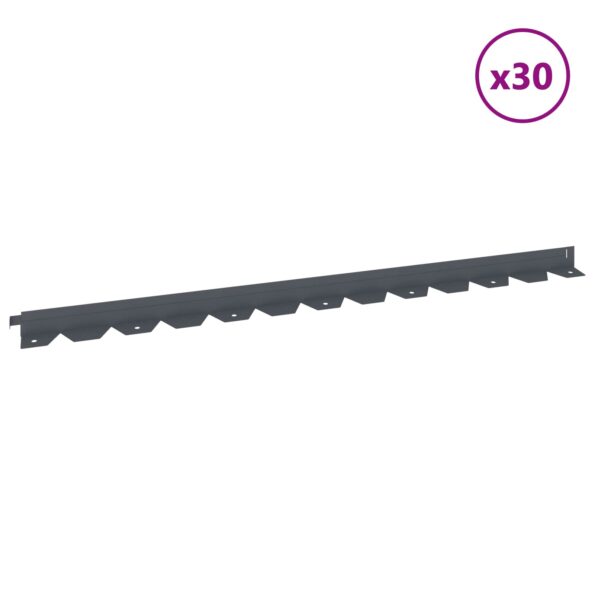 vidaXL Obrubník trávnika 30 pcs 102 x 4 x 4 cm Oceľ Antracitová – Obrázok 3