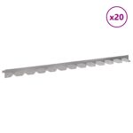 vidaXL Obrubník trávnika 20 pcs 102 x 4 x 4 cm Oceľ Strieborná – Obrázok 3