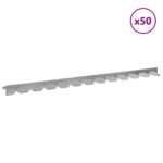vidaXL Obrubník trávnika 50 pcs 102 x 4 x 4 cm Oceľ Strieborná – Obrázok 3
