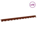vidaXL Obrubník trávnika 10 pcs 102 x 4 x 4 cm Oceľ Hrdzavý – Obrázok 3